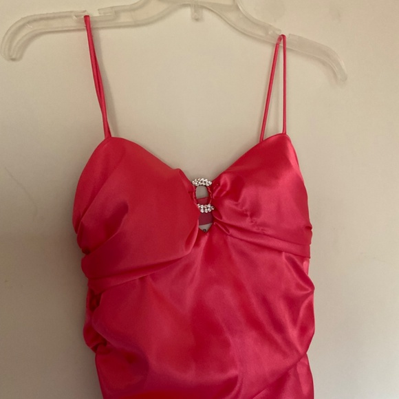 Laura Size 3 Pink Satin Party Dress with Ruffle Skirt - Picture 2 of 9